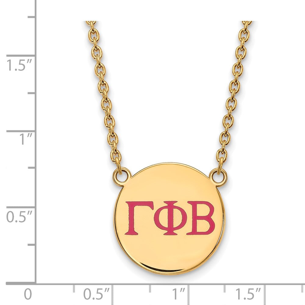Sterling Silver Gold-plated LogoArt Gamma Phi Beta Sorority Greek Letters Large Color Enamel Pendant 18 inch Necklace