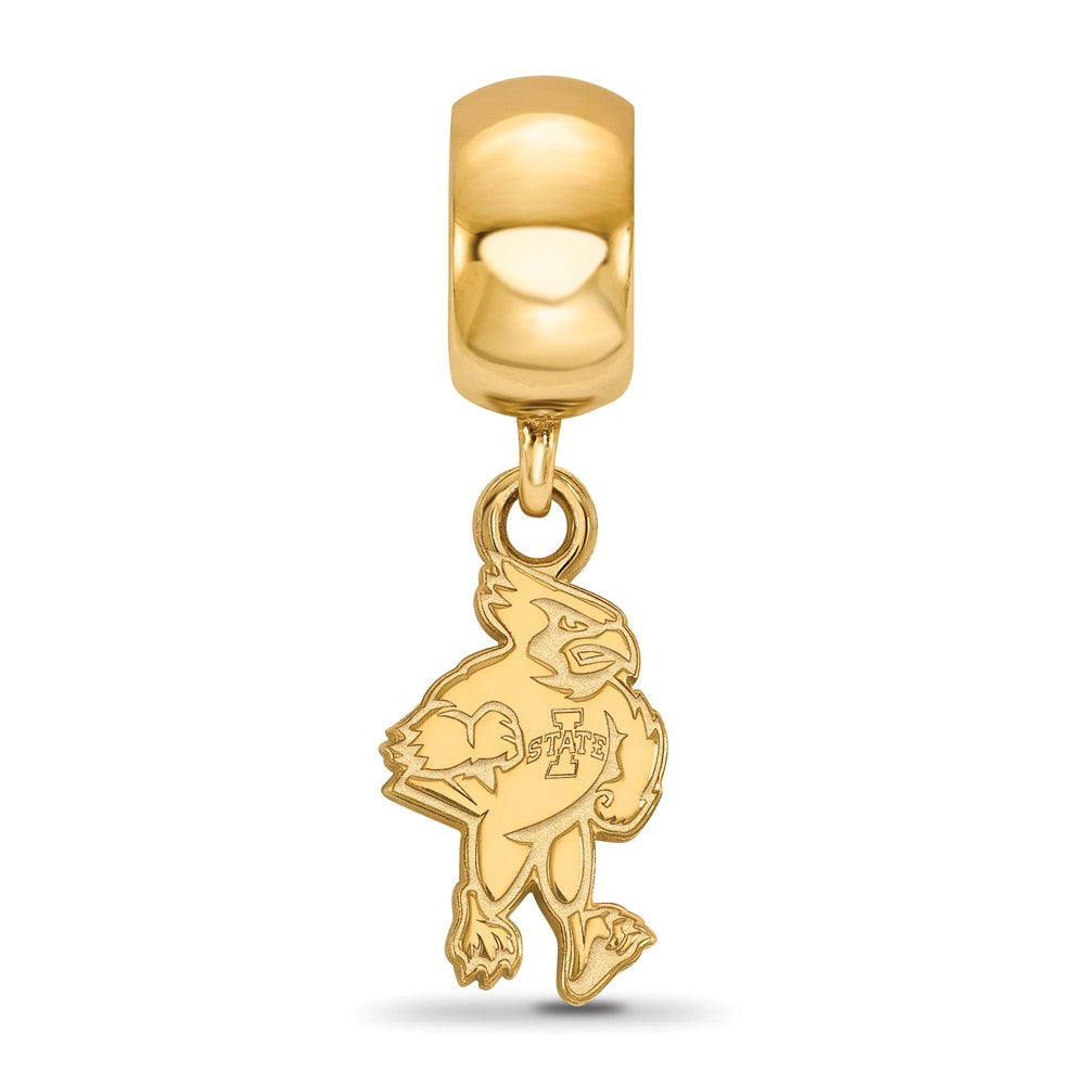 Sterling Silver Gold-plated LogoArt Iowa State University Cardinal Small Dangle Bead Charm