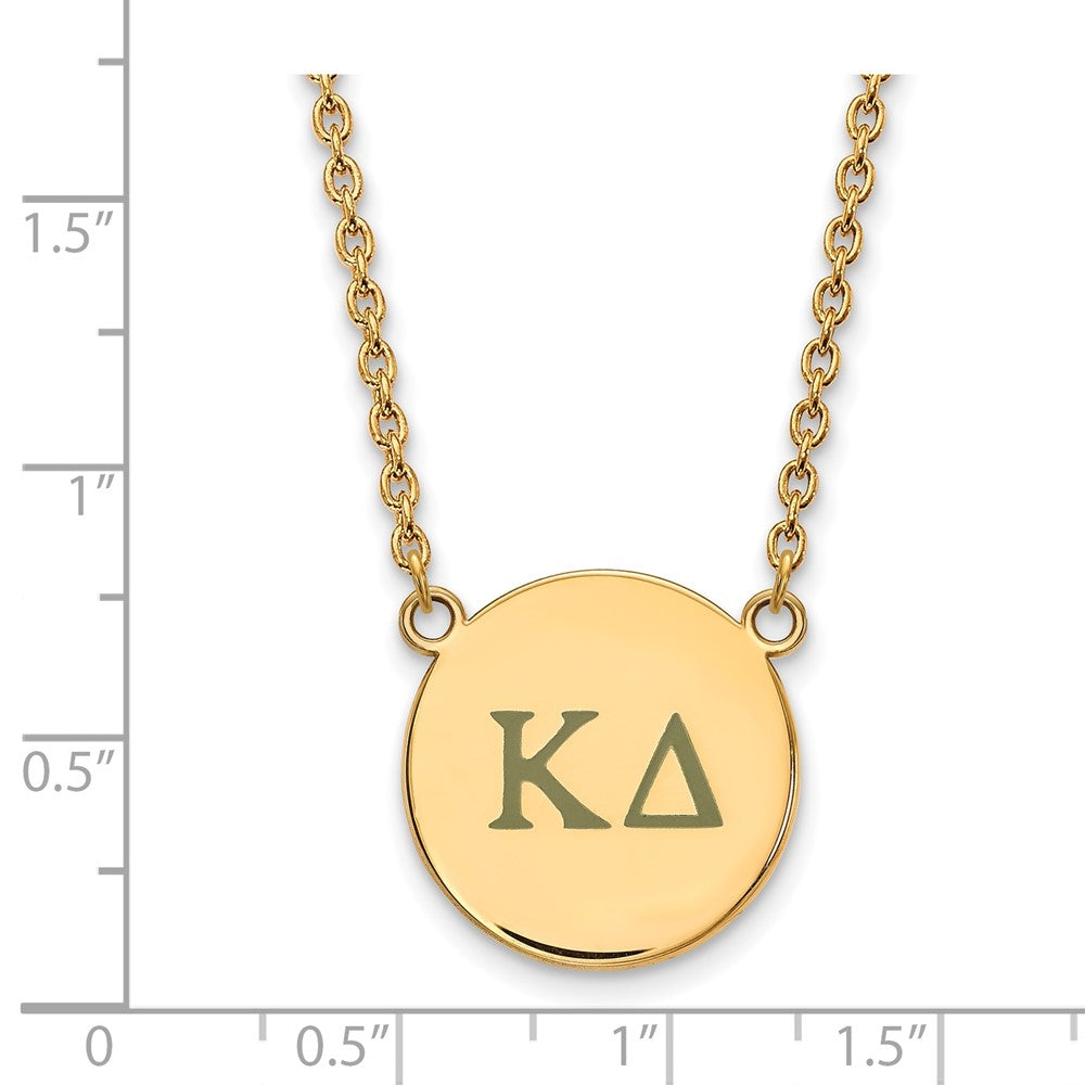 Sterling Silver Gold-plated LogoArt Kappa Delta Sorority Greek Letters Large Color Enamel Pendant 18 inch Necklace