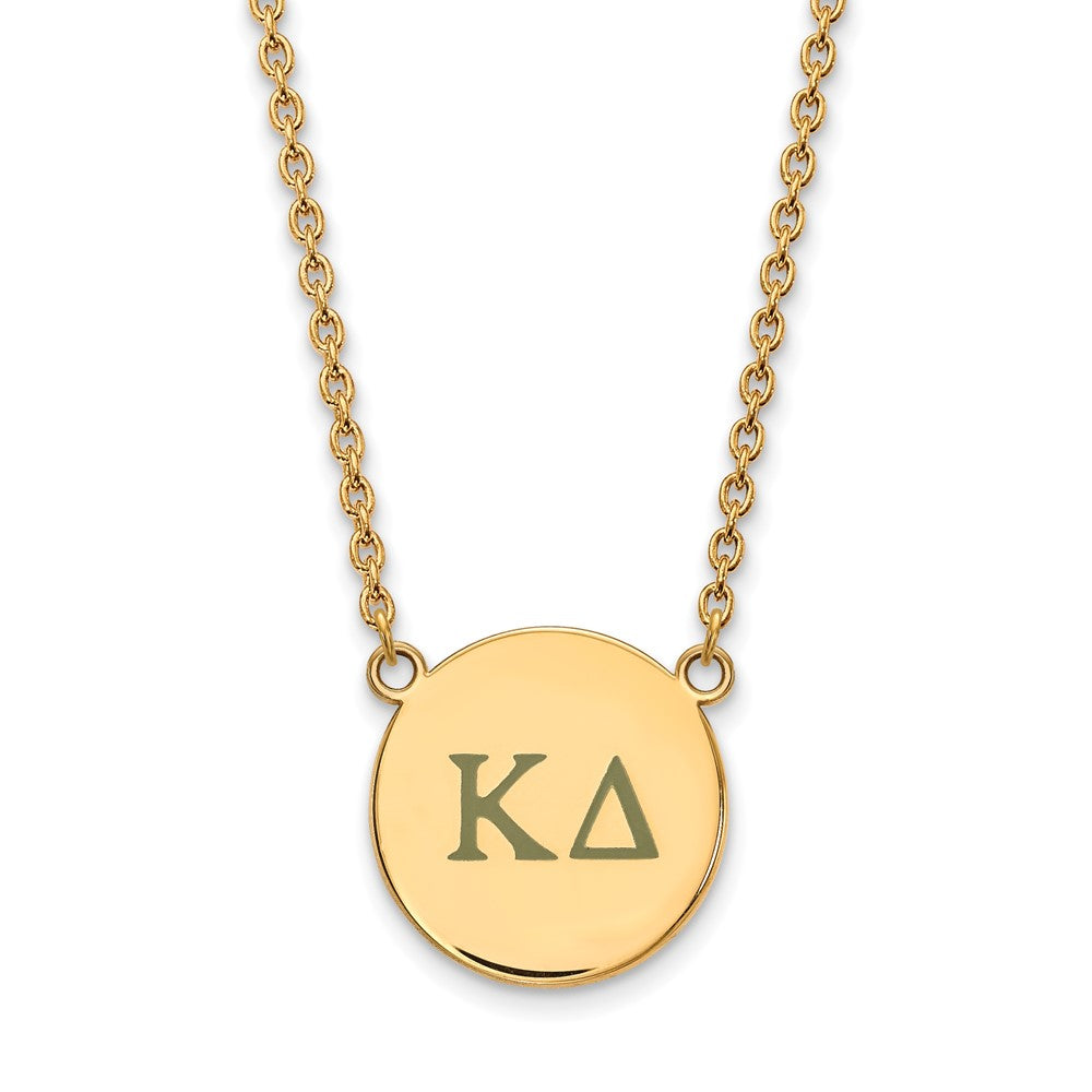 Sterling Silver Gold-plated LogoArt Kappa Delta Sorority Greek Letters Large Color Enamel Pendant 18 inch Necklace