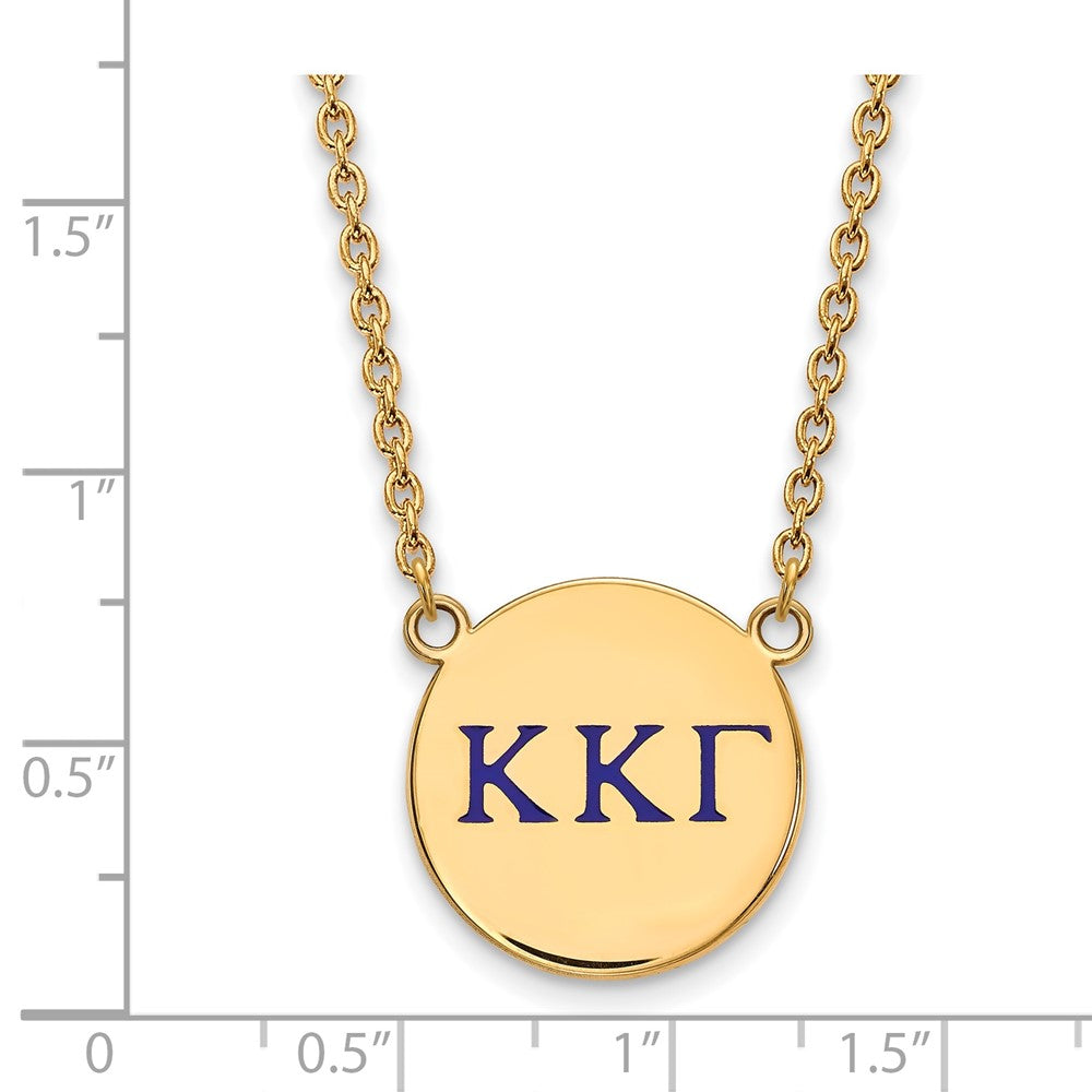 Sterling Silver Gold-plated LogoArt Kappa Kappa Gamma Sorority Greek Letters Large Color Enamel Pendant 18 inch Necklace