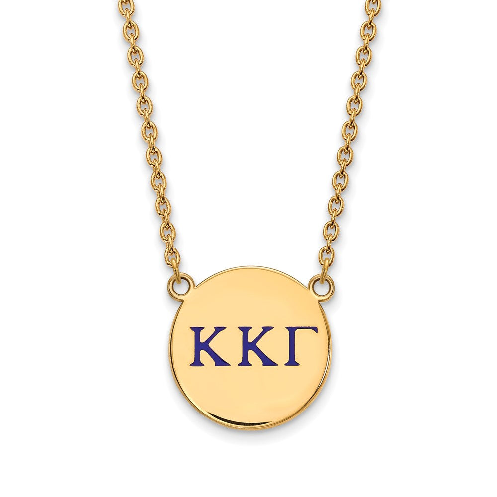 Sterling Silver Gold-plated LogoArt Kappa Kappa Gamma Sorority Greek Letters Large Color Enamel Pendant 18 inch Necklace