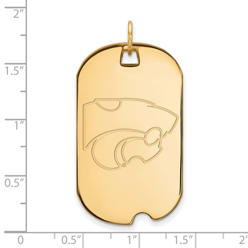 10k Gold LogoArt Kansas State University Wildcat Large Dog Tag Pendant