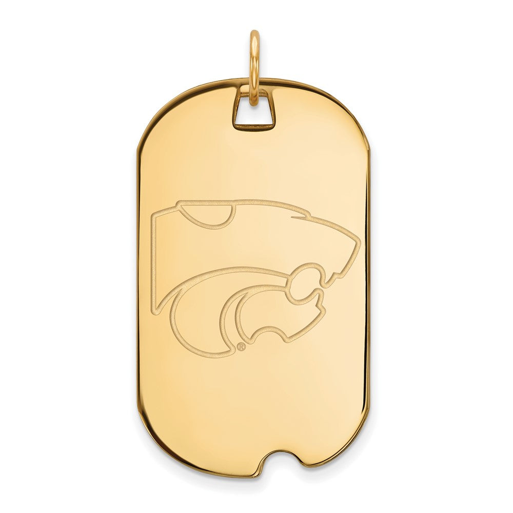 Sterling Silver Gold-plated LogoArt Kansas State University Wildcat Large Dog Tag Pendant
