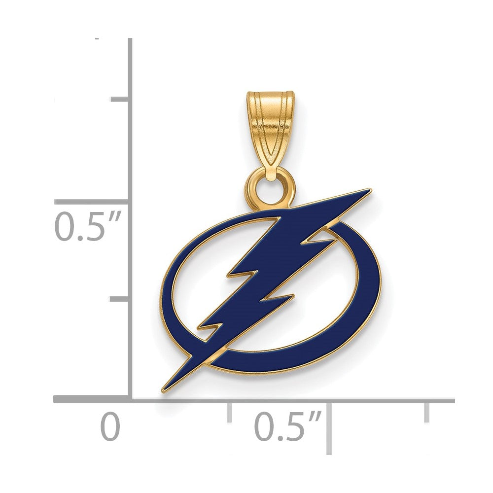 Sterling Silver Gold-plated NHL LogoArt Tampa Bay Lightning Small Enameled Pendant