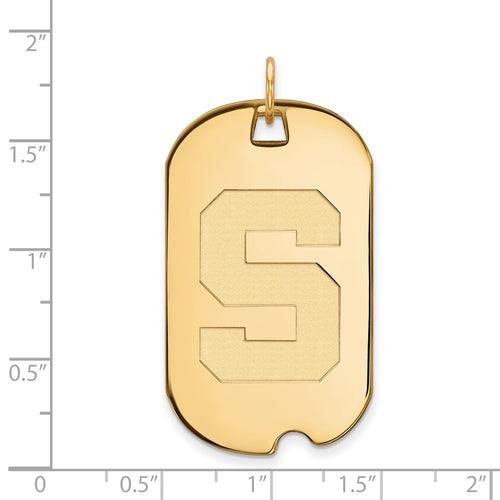 10k Gold LogoArt Michigan State University Letter S Large Dog Tag Pendant