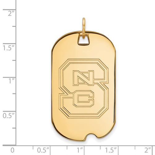 10k Gold LogoArt North Carolina State University N-C-S Large Dog Tag Pendant