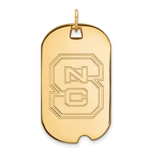 10k Gold LogoArt North Carolina State University N-C-S Large Dog Tag Pendant