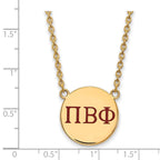 Sterling Silver Gold-plated LogoArt Pi Beta Phi Sorority Greek Letters Large Color Enamel Pendant 18 inch Necklace