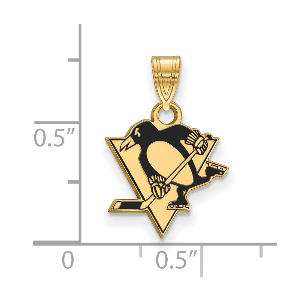 Sterling Silver Gold-plated NHL LogoArt Pittsburgh Penguins Small Enameled Pendant