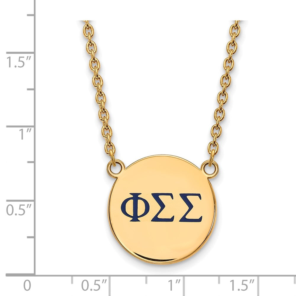 Sterling Silver Gold-plated LogoArt Phi Sigma Sigma Sorority Greek Letters Large Color Enamel Pendant 18 inch Necklace