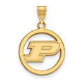 Sterling Silver Gold-plated LogoArt Purdue University Letter P Medium Circle Pendant