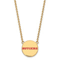 Sterling Silver Gold-plated LogoArt Rutgers University Large Enameled Disc Pendant 18 inch Necklace