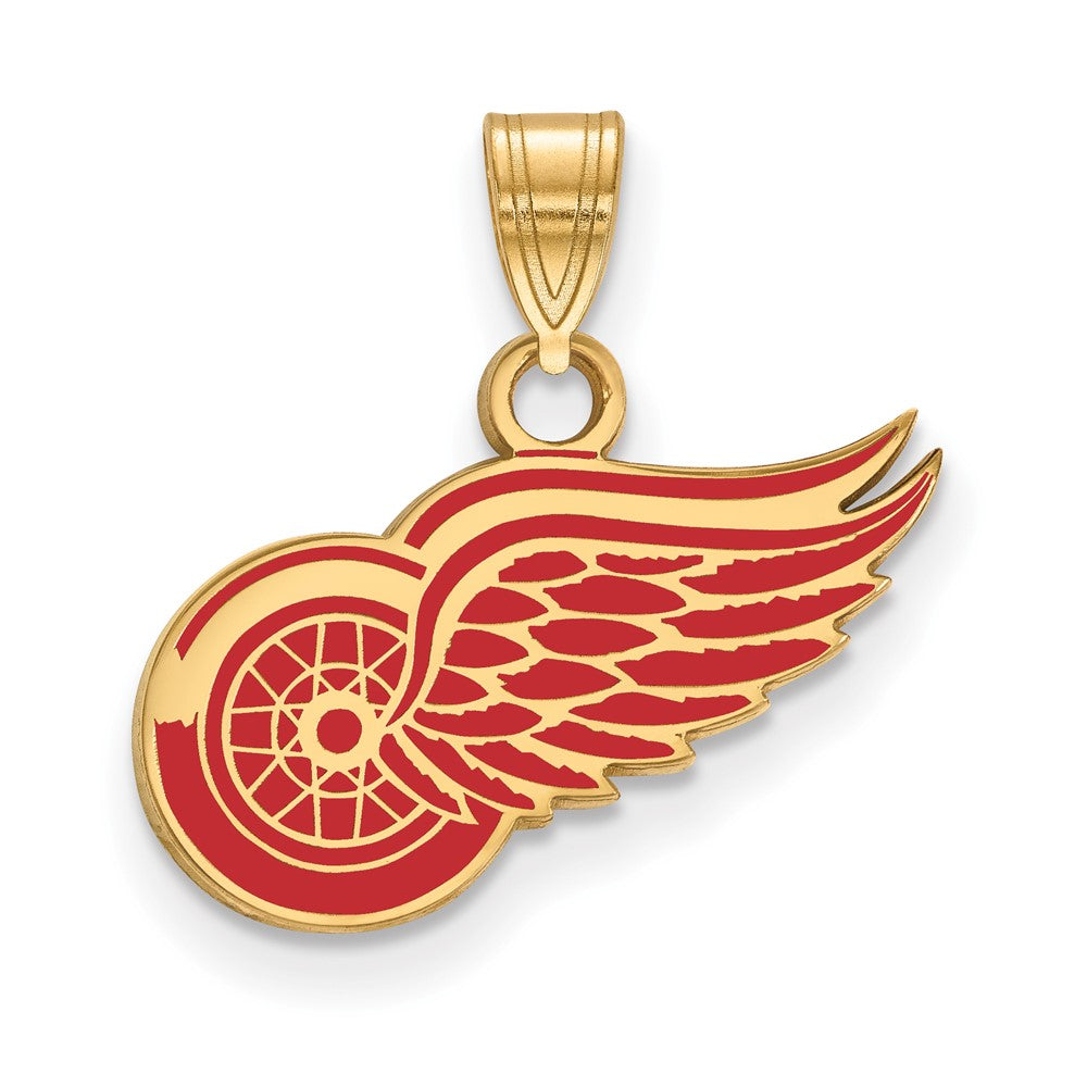 Sterling Silver Gold-plated NHL LogoArt Detroit Red Wings Small Enameled Pendant