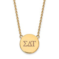 Sterling Silver Gold-plated LogoArt Sigma Delta Tau Sorority Greek Letters Large Color Enamel Pendant 18 inch Necklace