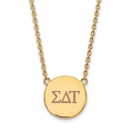 Sterling Silver Gold-plated LogoArt Sigma Delta Tau Sorority Greek Letters Large Color Enamel Pendant 18 inch Necklace