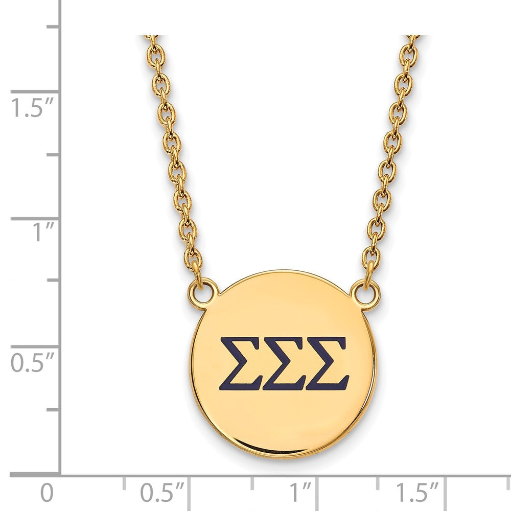 Sterling Silver Gold-plated LogoArt Sigma Sigma Sigma Sorority Greek Letters Large Color Enamel Pendant 18 inch Necklace