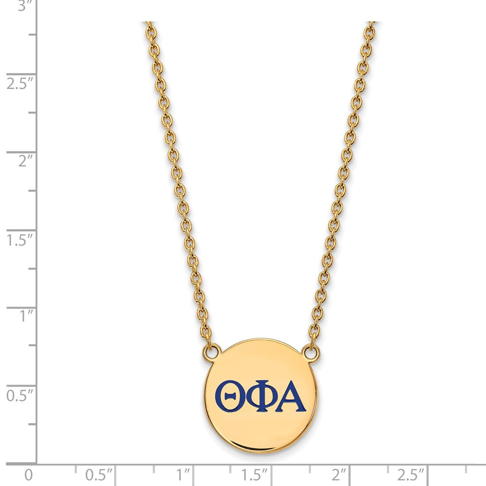 Sterling Silver Gold-plated LogoArt Theta Phi Alpha Sorority Greek Letters Large Color Enamel Pendant 18 inch Necklace