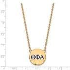 Sterling Silver Gold-plated LogoArt Theta Phi Alpha Sorority Greek Letters Large Color Enamel Pendant 18 inch Necklace