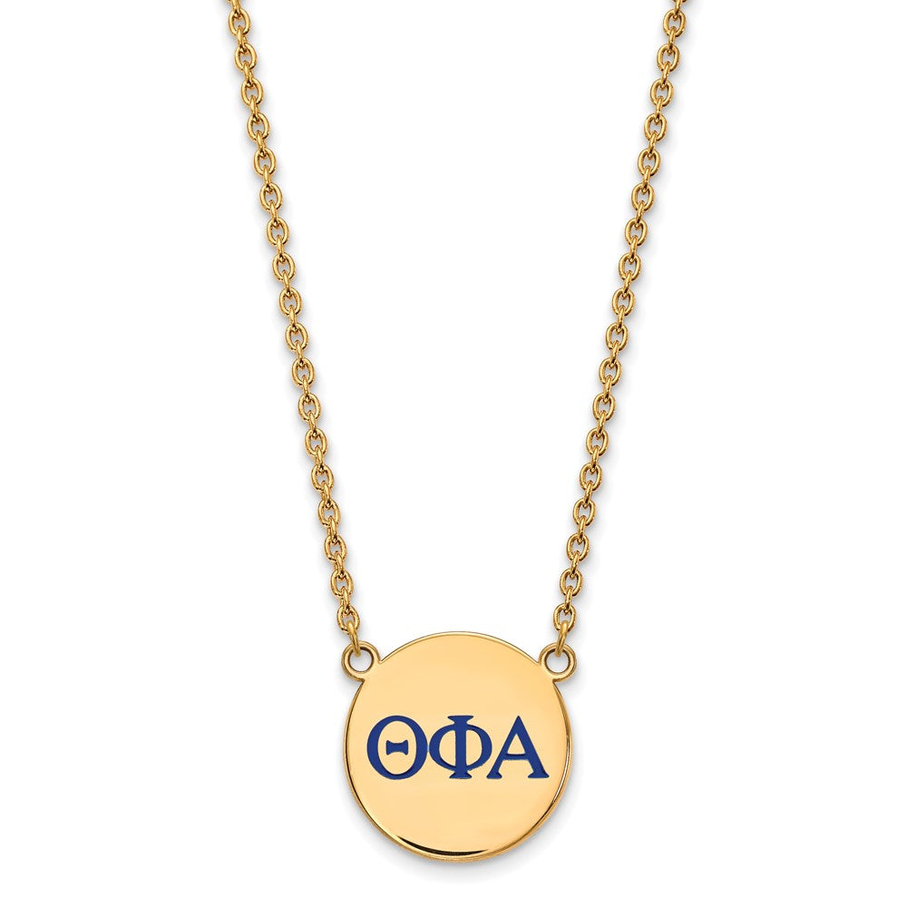 Sterling Silver Gold-plated LogoArt Theta Phi Alpha Sorority Greek Letters Large Color Enamel Pendant 18 inch Necklace