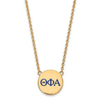 Sterling Silver Gold-plated LogoArt Theta Phi Alpha Sorority Greek Letters Large Color Enamel Pendant 18 inch Necklace