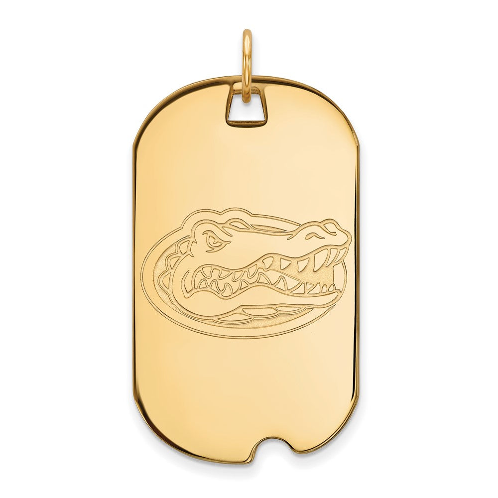 Sterling Silver Gold-plated LogoArt University of Florida Gator Large Dog Tag Pendant