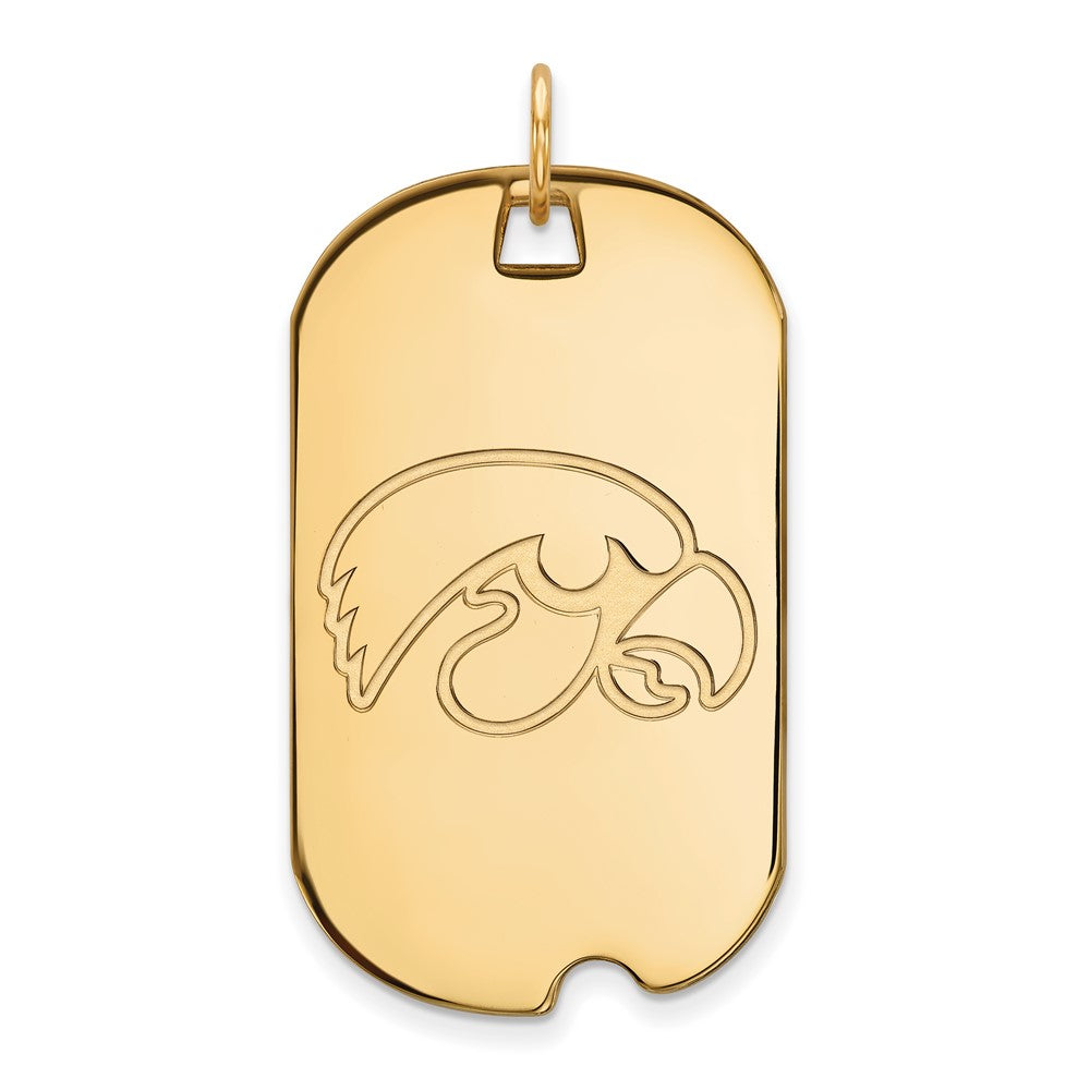 10k Gold LogoArt University of Iowa Hawk Large Dog Tag Pendant