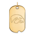 14k Gold LogoArt University of Iowa Hawk Large Dog Tag Pendant