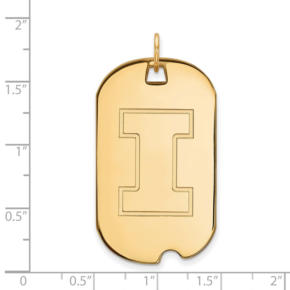 Sterling Silver Gold-plated LogoArt University of Illinois Letter I Large Dog Tag Pendant