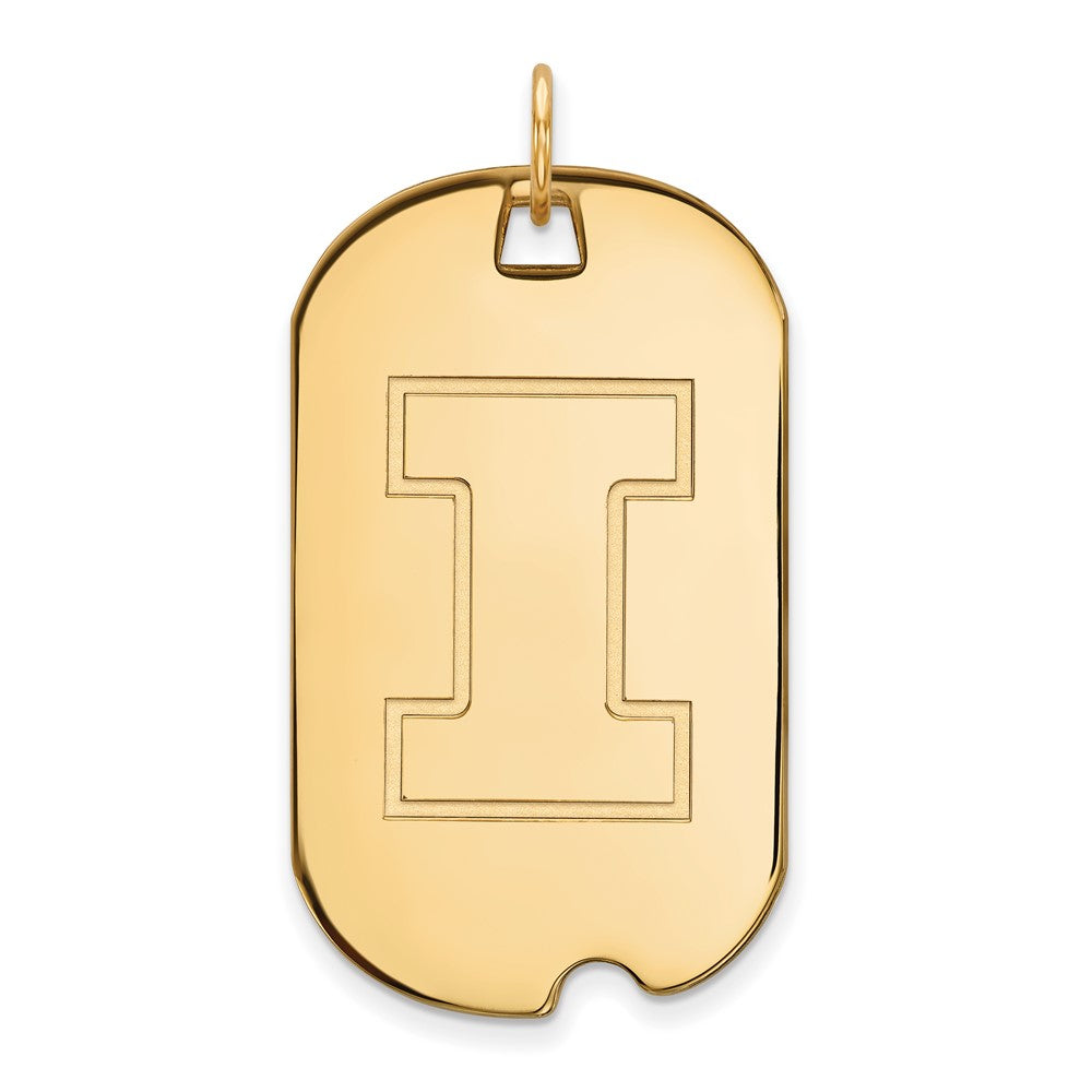 14k Gold LogoArt University of Illinois Letter I Large Dog Tag Pendant