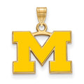 Sterling Silver Gold-plated LogoArt University of Michigan Letter M Small Yellow Enameled Pendant
