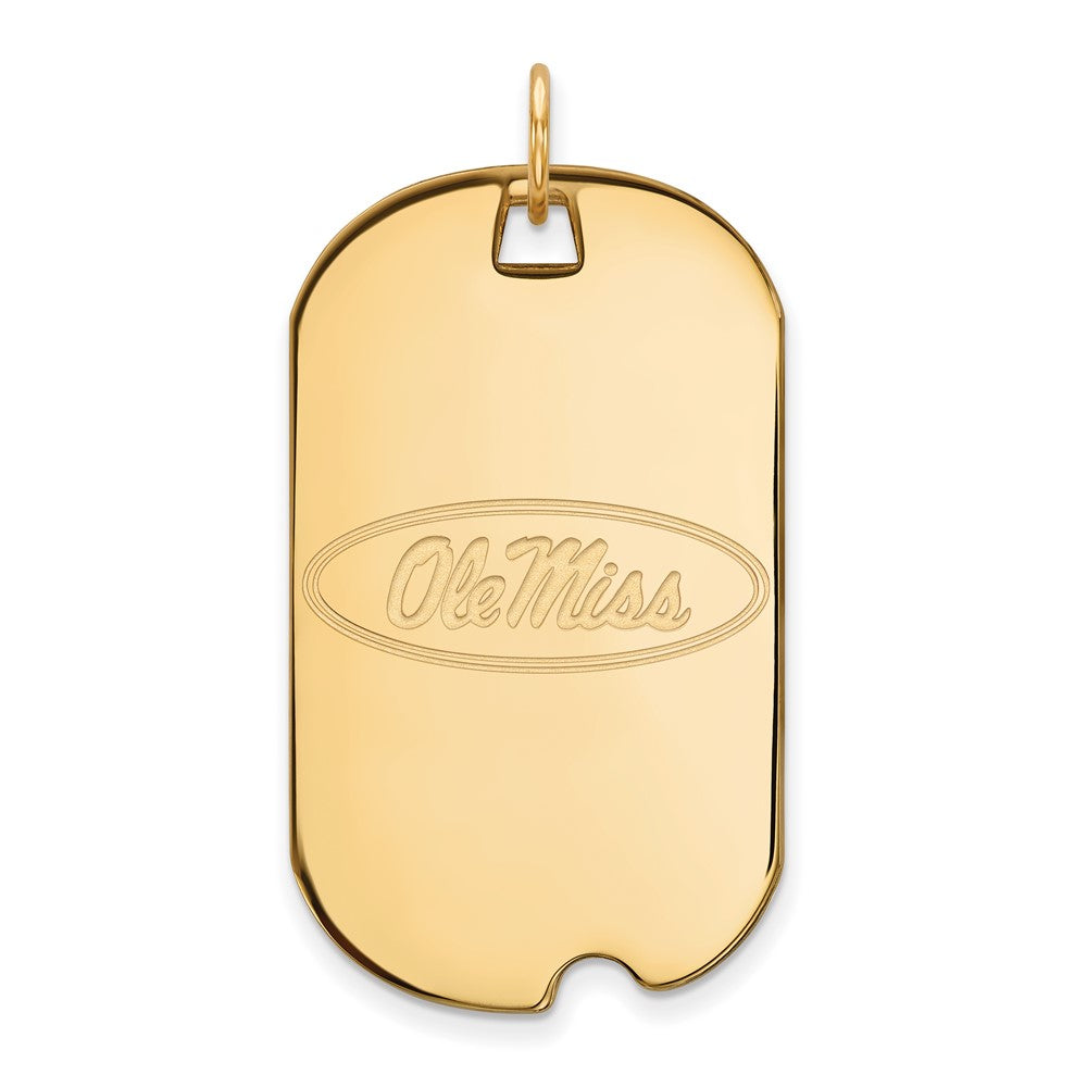 Sterling Silver Gold-plated LogoArt University of Mississippi Ole Miss Large Dog Tag Pendant