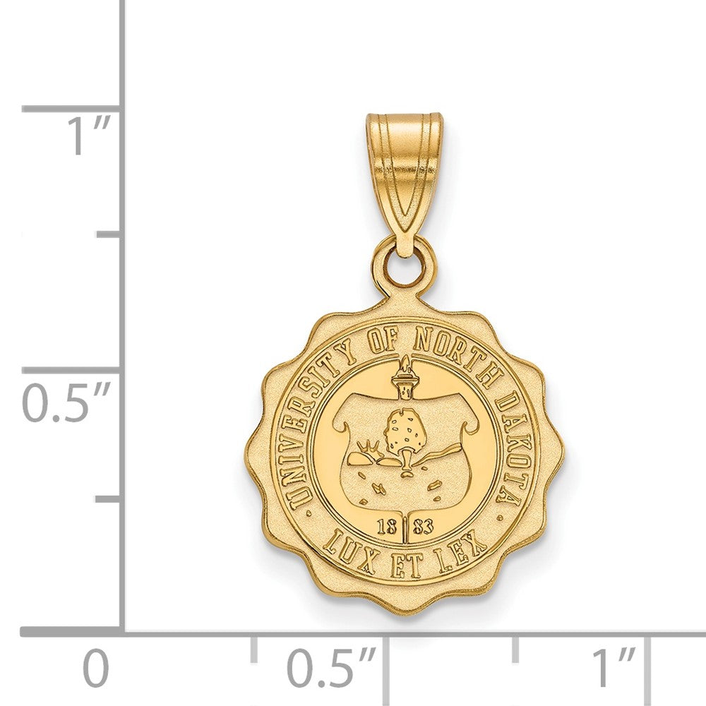 Sterling Silver Gold-plated LogoArt University of North Dakota Medium Crest Pendant
