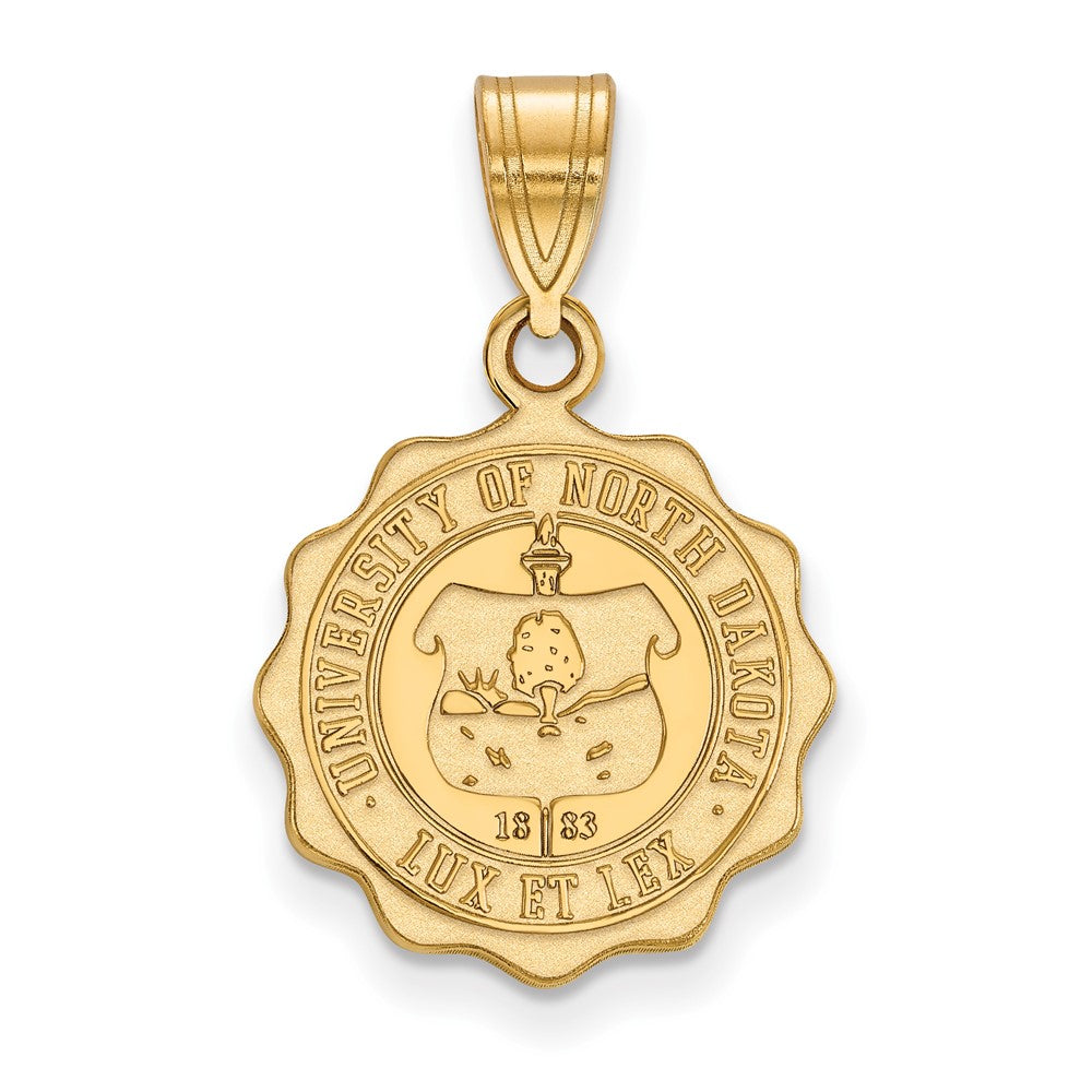 Sterling Silver Gold-plated LogoArt University of North Dakota Medium Crest Pendant