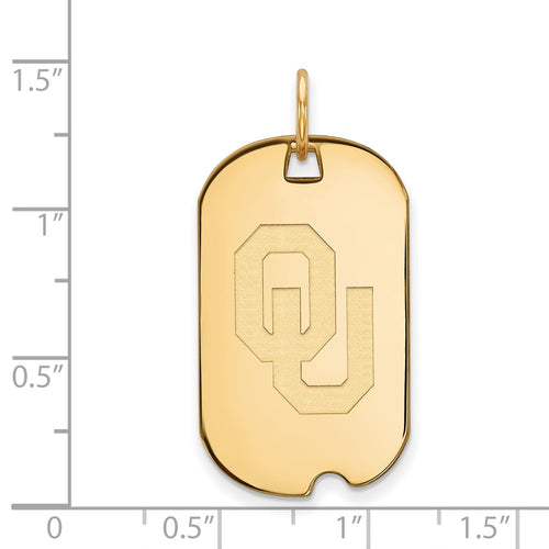 10k Gold LogoArt University of Oklahoma O-U Small Dog Tag Pendant