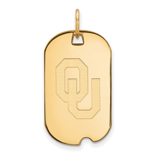 10k Gold LogoArt University of Oklahoma O-U Small Dog Tag Pendant