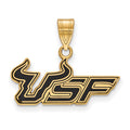 Sterling Silver Gold-plated LogoArt University of South Florida U-S-F Medium Enameled Pendant