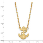 Sterling Silver Gold-plated LogoArt US Naval Academy Anchor Large Pendant 18 inch Necklace