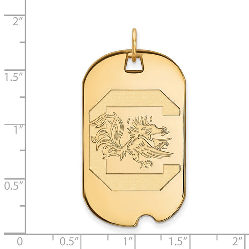 10k Gold LogoArt University of South Carolina Large Dog Tag Pendant