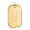 Sterling Silver Gold-plated LogoArt University of Wisconsin Letter W Large Dog Tag Pendant