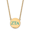 Sterling Silver Gold-plated LogoArt Zeta Tau Alpha Sorority Greek Letters Large Color Enamel Pendant 18 inch Necklace