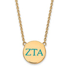 Sterling Silver Gold-plated LogoArt Zeta Tau Alpha Sorority Greek Letters Large Color Enamel Pendant 18 inch Necklace