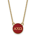 Sterling Silver Gold-plated LogoArt Alpha Chi Omega Sorority Greek Letters Small Color Enamel Pendant 18 inch Necklace