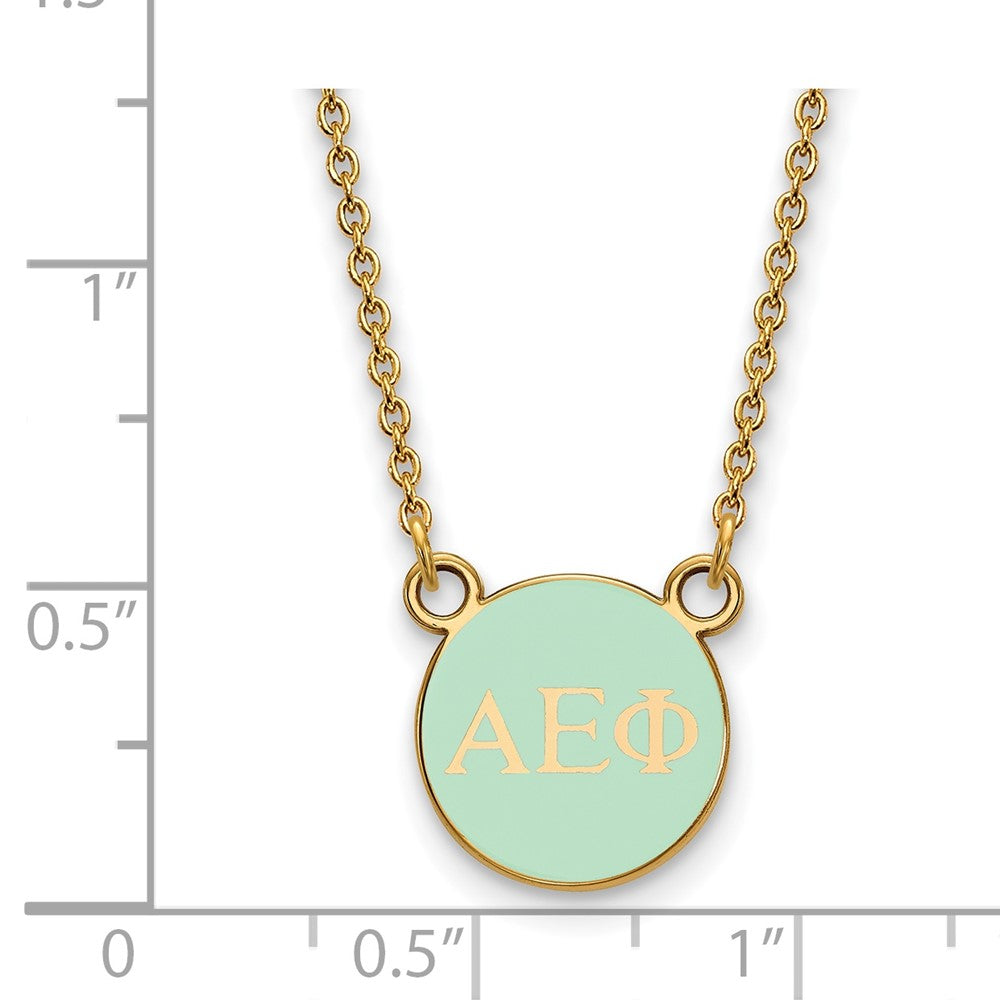 Sterling Silver Gold-plated LogoArt Alpha Epsilon Phi Sorority Greek Letters Extra Small Color Enamel Pendant 18 inch Necklace