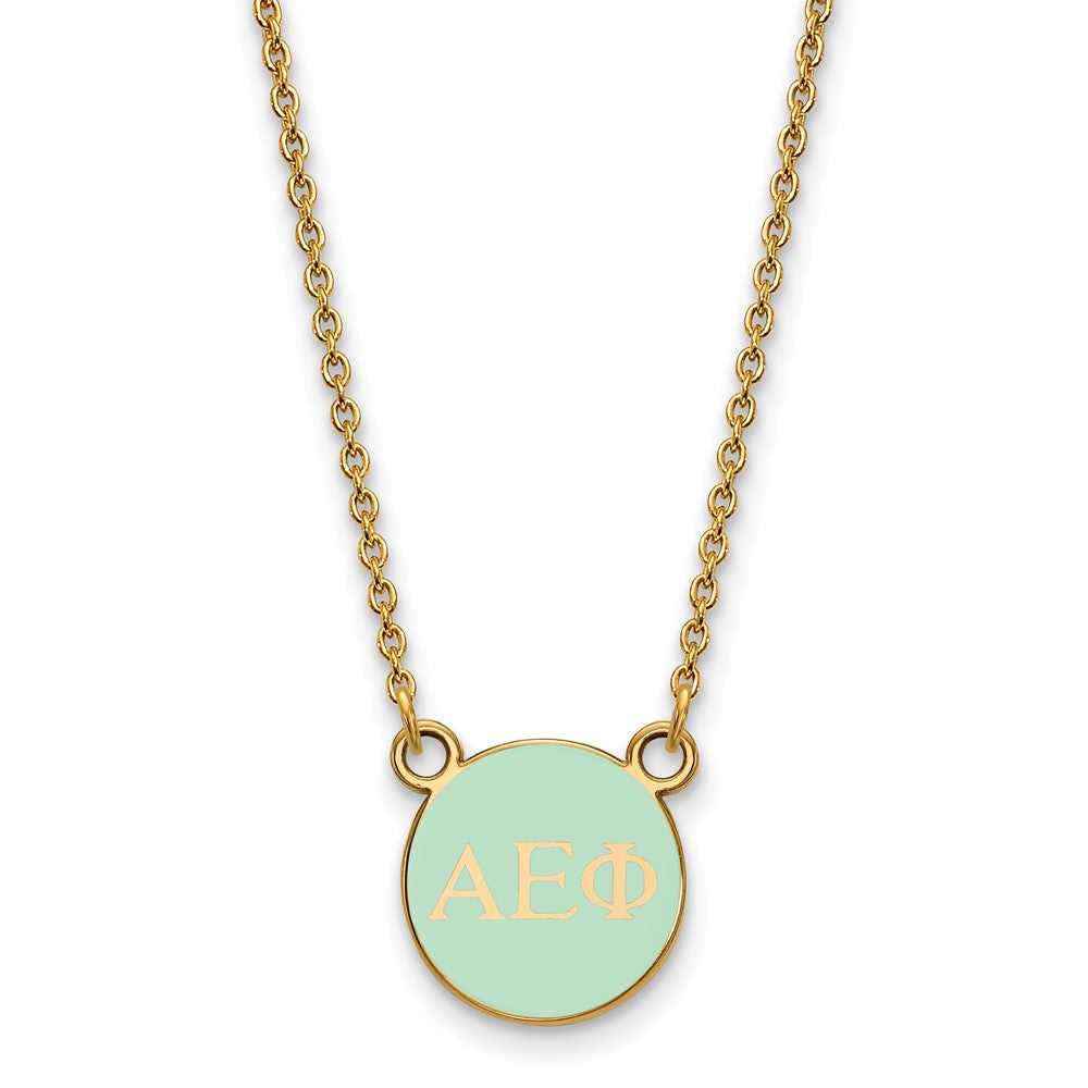 Sterling Silver Gold-plated LogoArt Alpha Epsilon Phi Sorority Greek Letters Extra Small Color Enamel Pendant 18 inch Necklace
