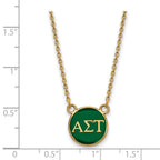 Sterling Silver Gold-plated LogoArt Alpha Sigma Tau Sorority Greek Letters Small Color Enamel Pendant 18 inch Necklace