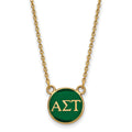 Sterling Silver Gold-plated LogoArt Alpha Sigma Tau Sorority Greek Letters Small Color Enamel Pendant 18 inch Necklace