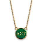 Sterling Silver Gold-plated LogoArt Alpha Sigma Tau Sorority Greek Letters Small Color Enamel Pendant 18 inch Necklace
