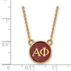 Sterling Silver Gold-plated LogoArt Alpha Phi Sorority Greek Letters Small Color Enamel Pendant 18 inch Necklace