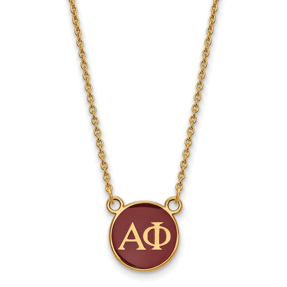 Sterling Silver Gold-plated LogoArt Alpha Phi Sorority Greek Letters Small Color Enamel Pendant 18 inch Necklace